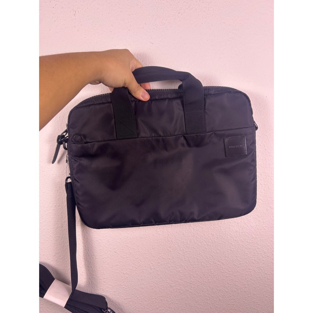 Incase Black Nylon Slim Briefcase Laptop Bag with Faux Fur Lining and Strap